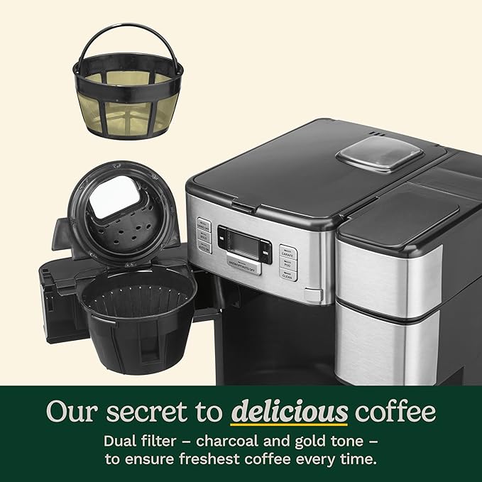 Cuisinart Coffee Center Grind and Brew Plus, Built-in Coffee Grinder, Coffeemaker and Single-Serve Brewer with 6oz, 8oz and 10oz Serving Size, Black/Silver, SS-GB1NAS