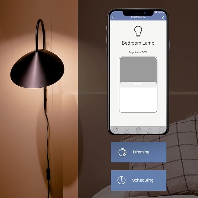 Feit Electric ST1960/FIL/AG 60 Watt Equivalent WiFi Dimmable, No Hub Required, Alexa or Google Assistant ST19 Edison Vintage LED Smart Light Bulb, Yellow, 5.4" H x 2.5" D, 2100K Amber
