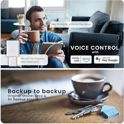 Lockly Access Touch, 3D Biometric Fingerprint Sensor, Retrofit Smart Lock, Turn Any Deadbolt Into a Smart Lock (Satin Nickel)