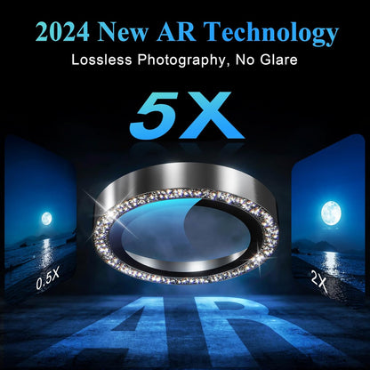 YWXTW Designed for iPhone 16 Pro/iPhone 16 Pro Max Camera Lens Protector Bling, [New Glitter Design] Individual Metal Tempered Glass Camera Cover Accessories Case Friendly (Black Titanium)