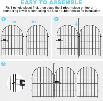 Tall Garden Fence with Gate 40 in(H)x26.2 Ft(L), 12 Panels Dog Fence Outdoor for Yard, No Dig Garden Fence Border,Heavy Duty Metal Temporary Rabbit Dog Fences Animal Barrier for Outdoor Yard