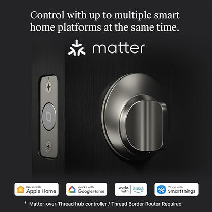 Level Lock (Matter) Smart Lock - World's Smallest, Most Beautifully Designed Matter-Over-Thread Deadbolt - Level App for iOS & Android | Works with Apple Home (Satin Nickel)