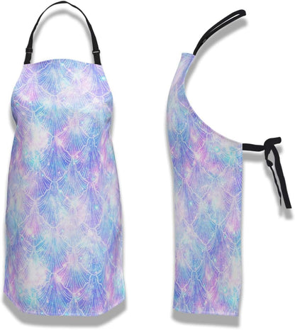 Garden Apron for Men Mermaid Galaxy Vintage Aprons for Women for Kitchen Cooking Restaurant BBQ Painting Crafting Gardening 27” (W) x 31” (H), Waterproof Aprons