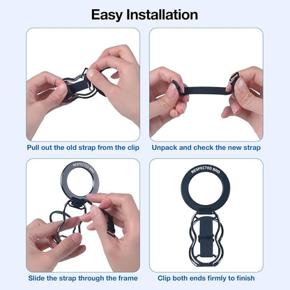 RESPECTED-BRO-3-PCS-Elastic-Strap for Magnetic Phone Grip Stand with Finger Strap, 4-in-1 Magnetic Ring Holder, Kickstand and Elastic Strap for Smartphones (Silver)