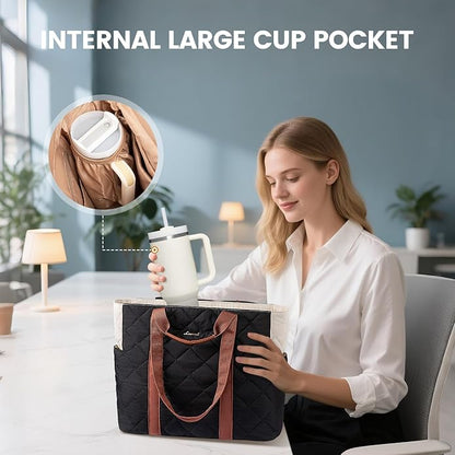 LOVEVOOK Tote Bag for Women,Light Puffer Tote Bag with Multi-pockets,Stylish Carry on Laptop Bags for Daily,Travel,Work,Gym | with Multi-pockets, Stylish, Carry on, for Daily, Travel, Work
