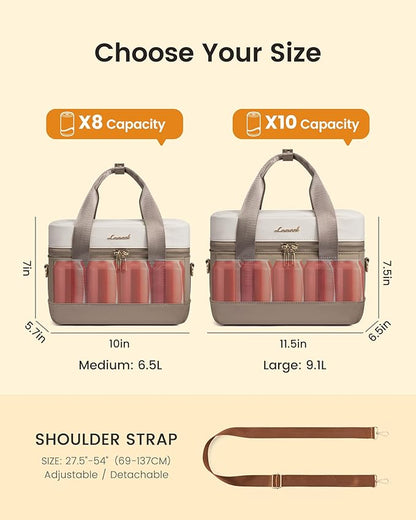 LOVEVOOK Insulated Lunch Bag for Women - Cute Lunch Box Cooler for Work, Picnic, and Beach, Khaki-beige