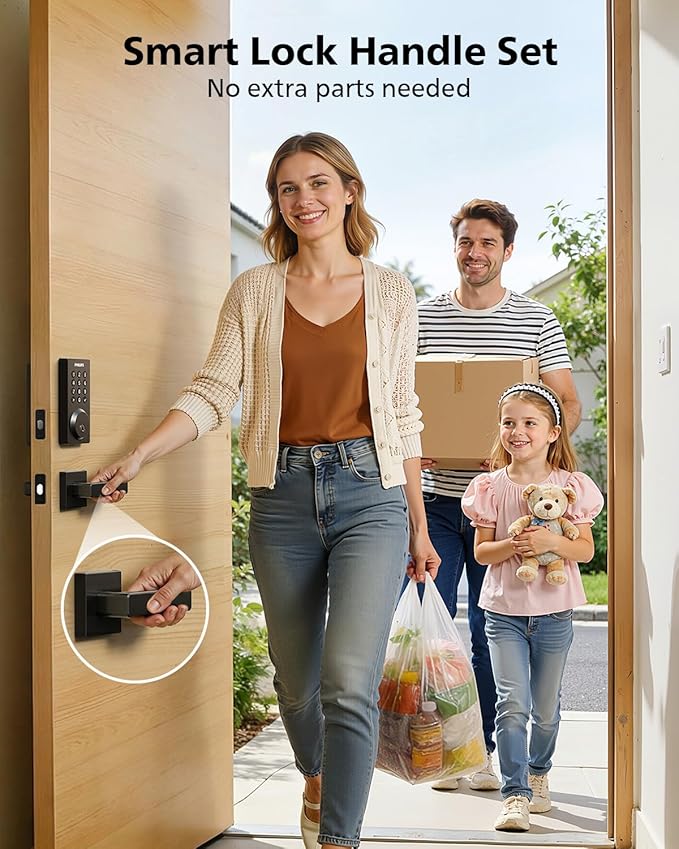 Philips WiFi Smart Door Lock with Handle, Built-in WiFi App Remote Control, Keyless Entry Door Locks for Front Door, Smart Deadbolt Auto Lock, Support Alexa & Google, IP54 Waterproof, Matte Black