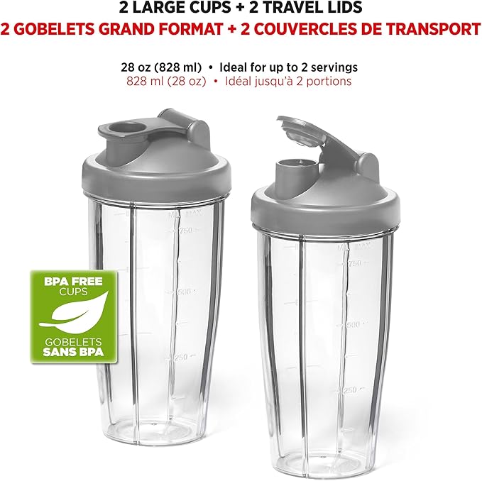 Starfrit Personal Blender - Two 828ml Cups - High, Low & Pulse Modes - 300W - Sage