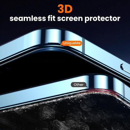 UniqueMe for iPhone 12 / iPhone 12 Pro Privacy Screen Protector - [Military Grade Shatterproof & 9H+ Hardness] Screen Protector 12 Pro Tempered Glass Full Coverage Protection, Easy to install, 2 Packs
