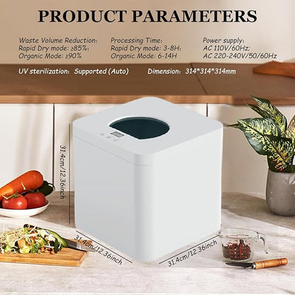 Odorless Countertop Smart Compost Bin, Turns Waste into Dry Fertilizer, Compost Bin for Indoor, Electric Composter for Kitchen,220V