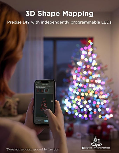 Govee Christmas Sparkle String Lights 99ft, RGBWIC String Lights with 375 Bullet-Head LEDs, App-Controlled, 140+ Scene Modes, 3D Shape Mapping, Works with SmartThings, Indoor Holiday Decorations