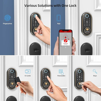 Smart Keyless Entry Door Lock - Fingerprint Electronic Deadbolt Touchscreen Keypad SMONET Biometric Digital Bluetooth Door Lock Smart Deadbolt Compatible with Alexa for Homes and Hotel