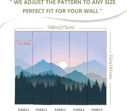 Natural Mountain Forest Landscape Wallpaper Mural for Living Room, Bedroom, Dinning Room, Large Background Waterproof Wall Decor(Not Peel and Stick)