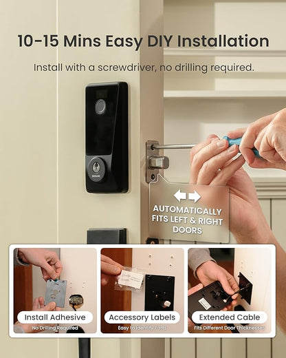 DESLOC WiFi Smart Lock D110 Plus, Built-in Wi-Fi No Hub Needed, Fingerprint Keyless Entry Front Door Lock, Touchscreen Keypad Deadbolt, Remote Control, Auto Lock, Anti-Peep PIN, BHMA, Alexa Compatible