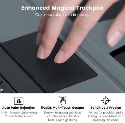 Nillkin iPad A16 (11th Gen) / 10th Gen Case with Detachable Keyboard, Magic Trackpad, 7-Color Backlit, Portrait/Landscape Modes, Rugged Keyboard Case for iPad 11th / 10th Generation (2025/2022), Black