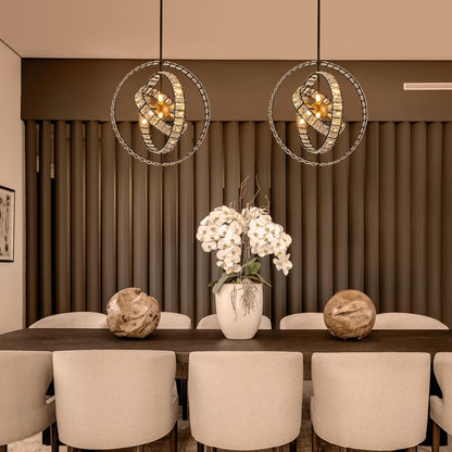 18" Crystal Globe Sputnik Chandelier, 6-Light Black Gold Modern Adjustable Hanging Ceiling Pendant Light Fixture for Entryway Foyer Stairway Bedroom Dining Living Room Hallway