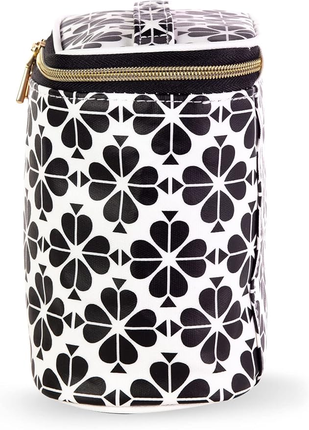 kate spade new york Insulated Lunch Tote, Small Lunch Cooler, Cute Lunch Bag for Women, Floral Thermal Bag with Double Zipper Close and Carrying Handle, Spade Flower Stripe