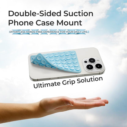SUCKY Silicone Suction Phone Case Adhesive Mount - Anti-Slip Holder, Hands-Free Fidget Toy, Phone Accessory for iPhone and Android (Deep Black, Double V2)