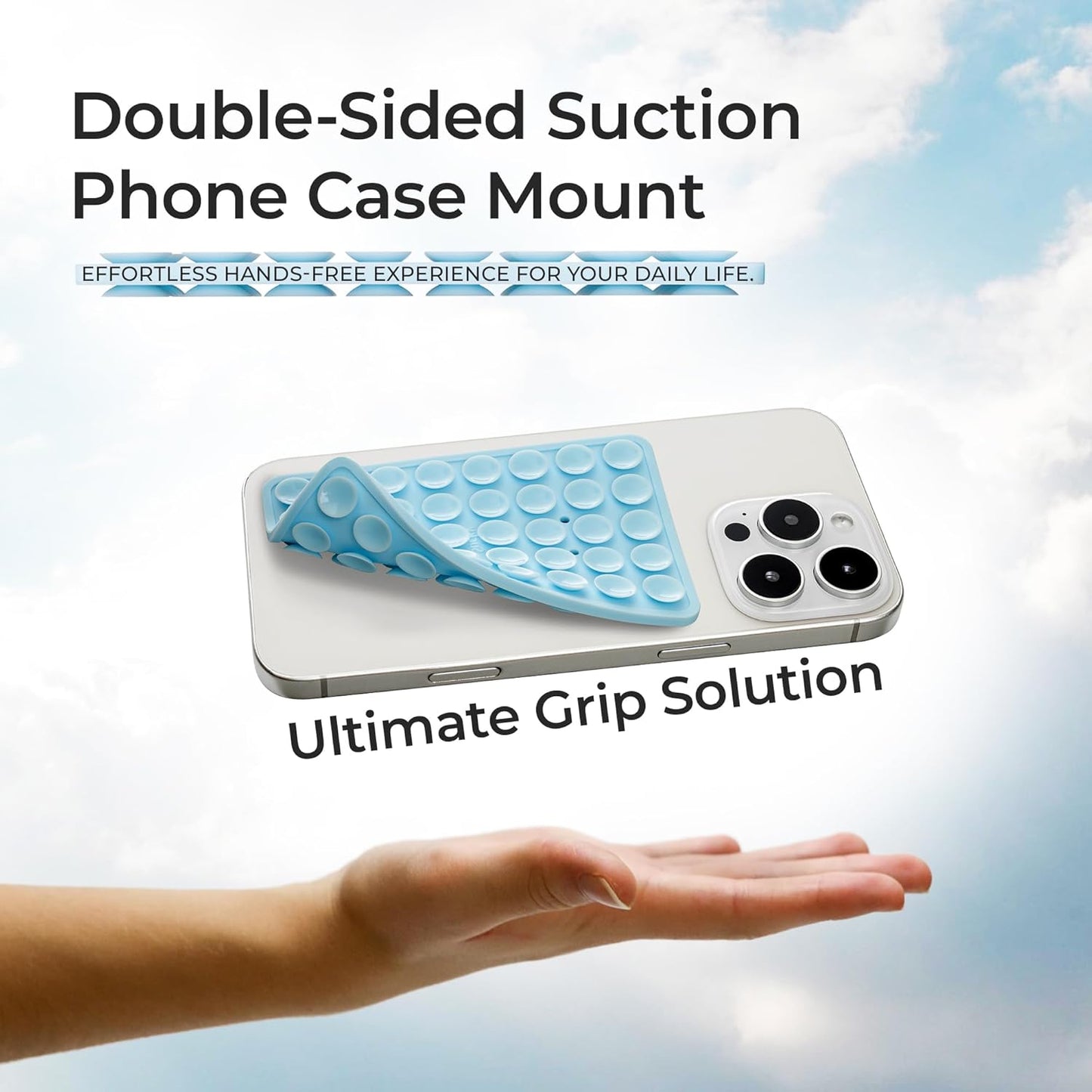SUCKY Silicone Suction Phone Case Adhesive Mount - Anti-Slip Holder, Hands-Free Fidget Toy, Phone Accessory for iPhone and Android (Chalk Pink, Double V2)
