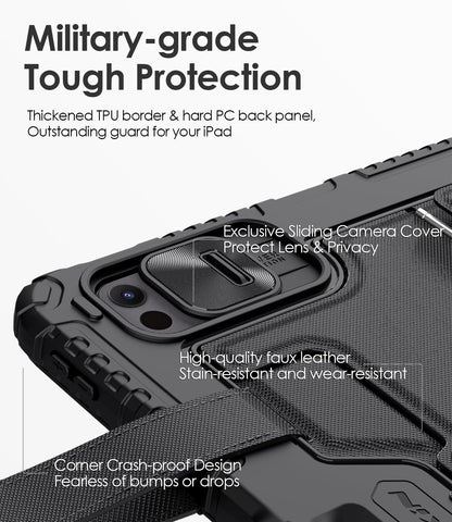 Nillkin Carry Go Keyboard Case for iPad Pro 11 inch (M4) 2024 with Handle, Rugged Case with Detachable Keyboard for iPad Pro 11, Magic Trackpad, 7 Colors Backlit, Camera Cover, Black