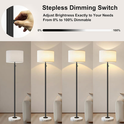 Floor Lamp for Bedroom,Modern Floor Lamp for Living Room,Standing Lamp with Marble Base,Tall Standing Lamp for Bedroom,Reading,Office & Kids' Room,LED Bulb Included(Black)