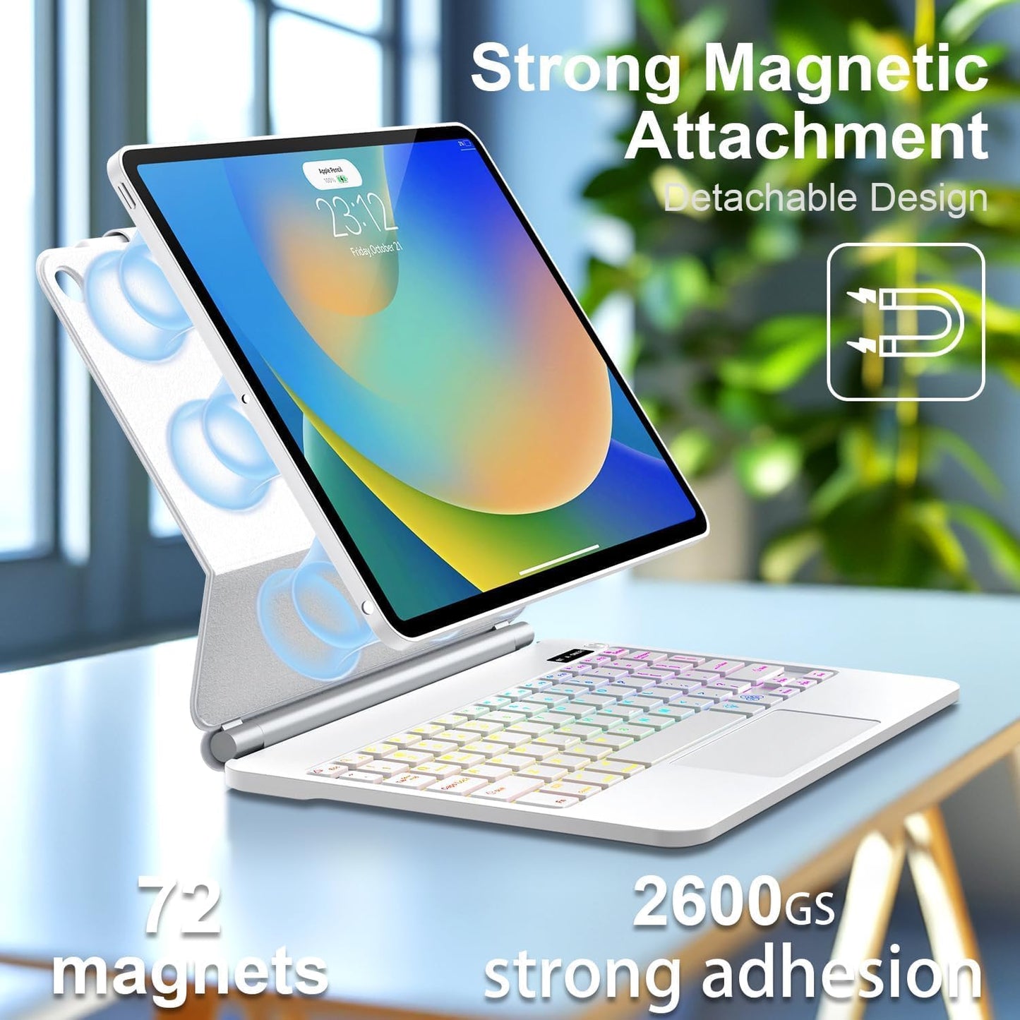for iPad 9th Generation Case with Keyboard,Magic Style Keyboard Case for iPad 9th/8th/7th Gen 10.2 inch - Floating Cantilever Magnetic Stand Multi-Touch Trackpad Backlit Keyboard for iPad 10.2"