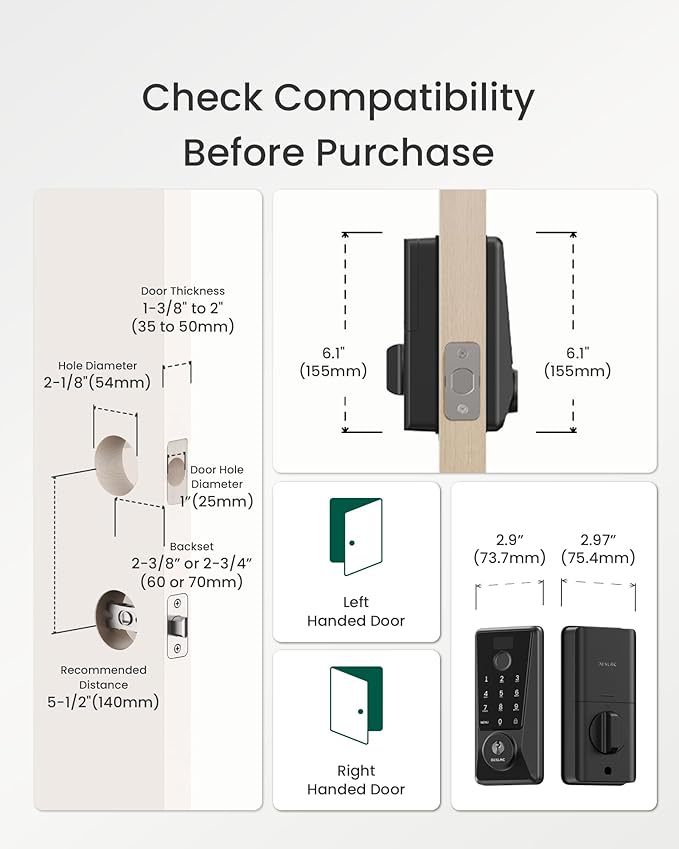 DESLOC WiFi Smart Lock D110 Plus, Built-in Wi-Fi No Hub Needed, Fingerprint Keyless Entry Front Door Lock, Touchscreen Keypad Deadbolt, Remote Control, Auto Lock, Anti-Peep PIN, BHMA, Alexa Compatible