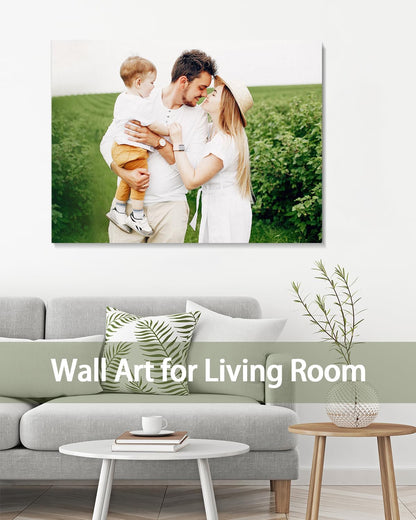 Personalized Custom Canvas Wall Art, Custom Canvas Prints with Your Photos for Living Room, Bedroom, Wedding Pet Baby Family Photo Framed Wall Art, Customized Photo Gift for Family，Friend，Lover，Pet (32L" x 24W")
