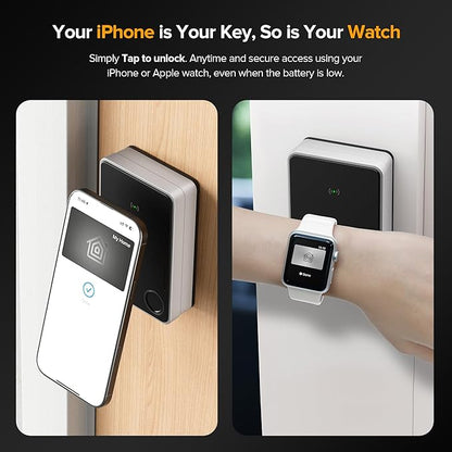 X3 Apple Home Key Door Lock Deadbolt, iOS ONLY, Smart Keyless Entry Door Lock with Fingerprint, Works with HomeKit Over Thread (Border Router), Voice/App/Remote Control, IP65 Weatherproof, Silver