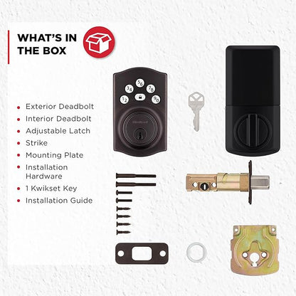 Kwikset Powerbolt 240 5-Button Keypad Matte Black Traditional Electronic Deadbolt Door Lock, Featuring Convenient Keyless Entry, Customizable User Codes and Auto-Locking