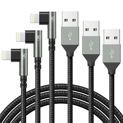 90 Degree iPhone Charger 6FT, [Apple MFi Certified] 3Pack Fast Charging Cables Cord,6Feet Right Angle Nylon Braided USB Lightning Cable for iPhone 14/13/12/11/Pro/Max/Mini/X/Plus/8/7/6/5S/Plus/iPad
