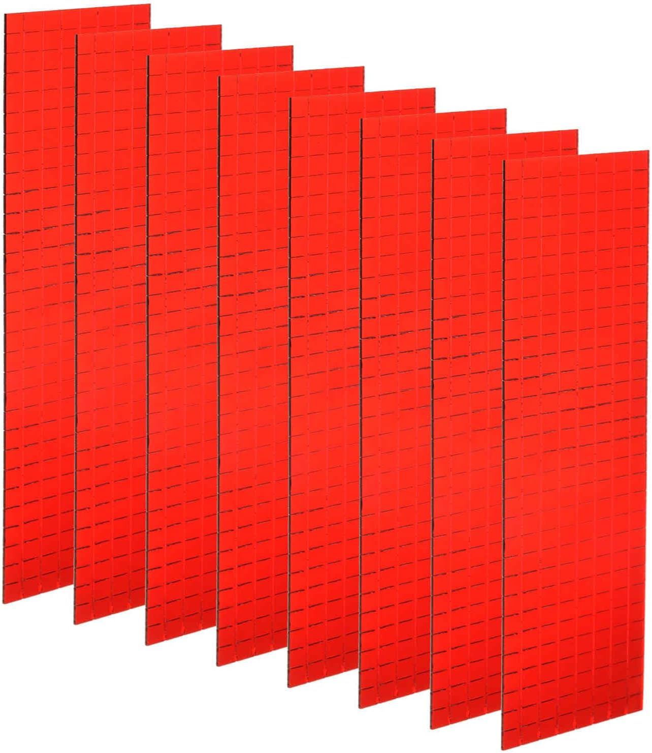 HARFINGTON 8 Sheet 3840 Pieces Self Adhesive Mirror Mosaic Tiles 5x5mm Small Square Mirror Tiles Sticker Disco Ball Stickers Mini Glass Tiles for DIY Craft Party Home Decoration, Red