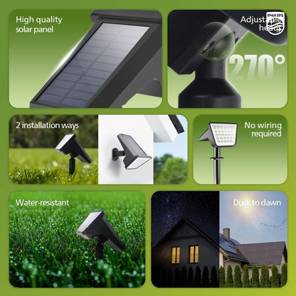 Philips 4 Packs Solar Spot Lights Outdoor Waterproof, 28 LED 7500K Solar Powered Landscape Pathway Lights, Dusk to Dawn Solar Spotlights for Garden, Yard, Lawn, Walkway, Driveway