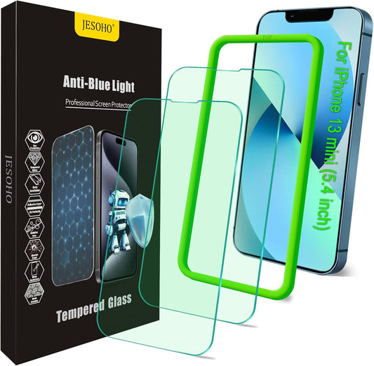 Blue Light Screen Protector for iPhone 13 mini (5.4-inch), Eye Protection,Tempered Glass Film, Scratch-Resistant, No Bubble with Easy Installation Kit, 2 Pack