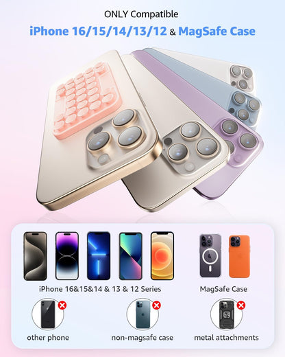 SUPERONE Magnetic Suction Phone Mount for MagSafe Case, Silicone Octo Cup Buddy Sticky Phone Grip Holder for iPhone 16/15/14/13/12 Series, Removable Hands-Free Selfie/Video for TikTok & Instagram-Pink