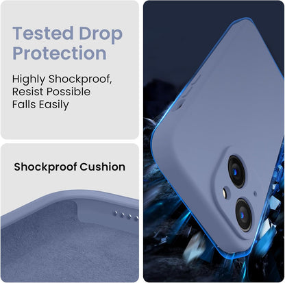 FireNova Designed for iPhone 15 Case, Silicone Upgraded [Camera Protection] Phone Case with [2 Screen Protectors], Soft Anti-Scratch Microfiber Lining Inside, 6.1 inch, Lavender Gray