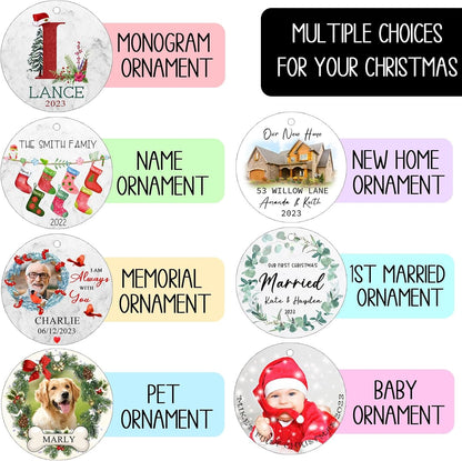 Personalized Christmas Ornaments,Double-Sided Ceramics Custom Monogram Ornament - Up to 26 Letters - Monogrammed Christmas Ornaments,Hangding Customized Xmas Ornament