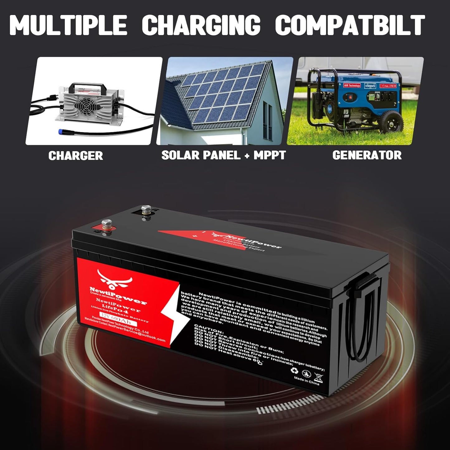 12V 600Ah Lithium LiFePO4 Battery with 250A BMS Grade A Cells Deep Cycle Rechargeable Battery,10000+ Cycles,Perfect for Golf Cart,Off Grid Applications (12.8V 600Ah-BLU)