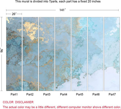 Abstract Wallpaper Blue Gold Marble Texture Wall Mural Wallpaper(Not Peel n' Stick)
