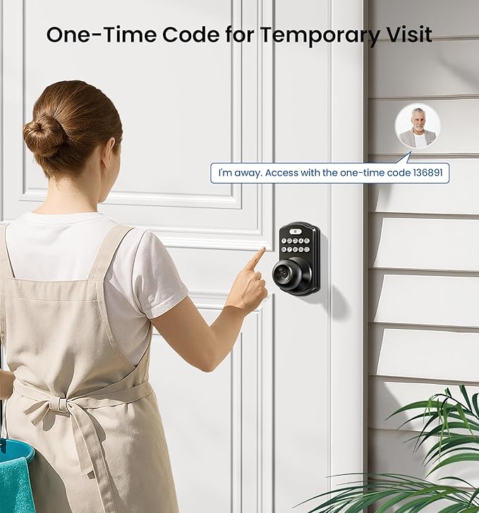 Veise Keypad Door Knob Lock, Keyless Entry Digital Lock with Handle, Electronic Smart Knob for Front Door & Bedroom, Easy Install, Auto Lock, Passage Mode, Anti-Peeping Password, Matte Black