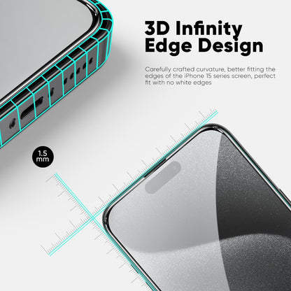 FLOLAB NanoArmour ONETIME PRO for iPhone 15 Plus Screen Protector, Anti-Reflective, Anti-Rainbow, 3D Tempered Glass, Ultra Clear, Edge Reinforced, Easy Install, Dust-Free, Scratch Resistant