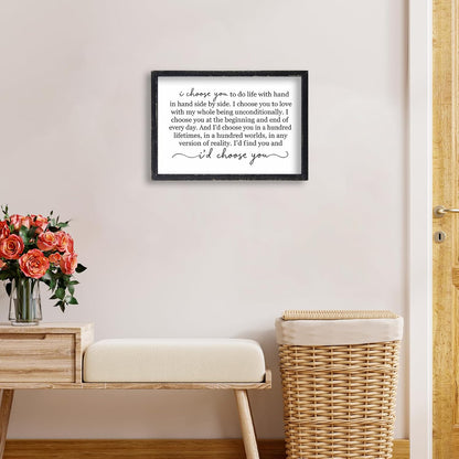 I Choose You To Do Life Sign Wall Decor 16X11 I Love You InchRomantic Marriage Art Wooden Framed Wall Hanging (Black)