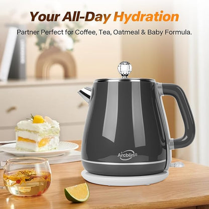 Retro Electric Kettle 1.8L, All Stainless Steel Hot Water Electric Kettle for Boiling Water, BPA Free Tea Kettle, 1350W Fast Boil, Auto Shut Off & Boil-Dry Protection