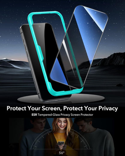 ESR 3 Pack for iPhone 16 Pro Privacy Screen Protector, Anti-spy Tempered-Glass Privacy Screen Protector with Easy Installation Tool, Micro-Curved Edges, Case Friendly