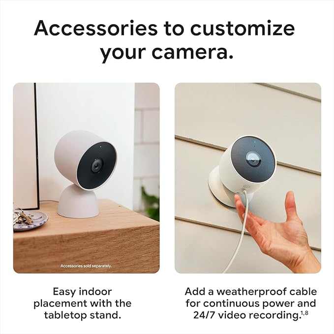 Google Nest Cam Outdoor or Indoor, Battery - 2nd Generation - 3 Pack + Extra Replacement Cable