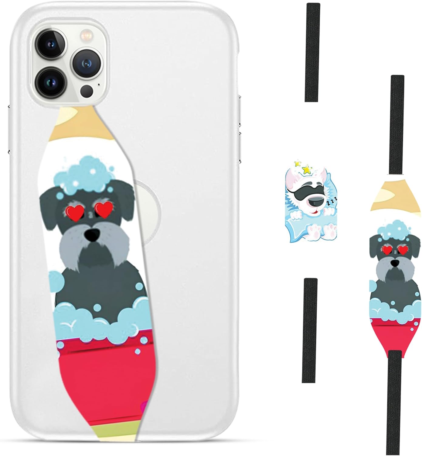 Phone Grip Strap - Reversible Finger Holder for Phone Back, Customizable Anti-Slip Design, Wireless Charging Compatible Detachable Holder for iPhone - Sleepy Shades