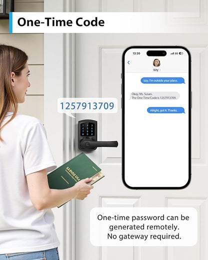 Hidalife Smart Door Lock with Handle, Keyless Entry Digital Lock with Keypad for Front Doors, Touchscreen, One-Touch Toggle, App Control