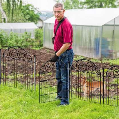 Tall Garden Fence Animal Barrier with Gate, 40 in(H) 12 Panels Garden Fences and Borders for Dogs, Dog Fence Outdoor for Yard, Total Length 26.2 Ft Metal Temporary Fencing│Patented