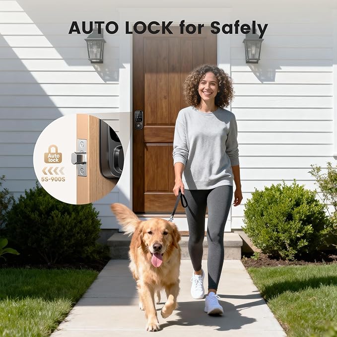 Smart Lock with Palm Vein, Keyless Entry Door Lock for Front Door, WiFi Electronic Door Lock with Keypad Deadbolt, Auto Lock, Voice Control, Compatible with Alexa & Google Assistant
