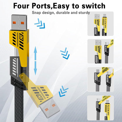 2Pack 4 in 1 Fast Charging Cable, Transferring Data, 6.65 Ft, Braided Cable 65W, USB C USB A and IP, Multiple Charging Cable for Phone/Pad/More